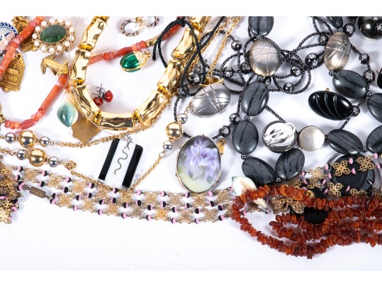 Extensive Collection Of Fashion Jewelry, Including Many Necklaces