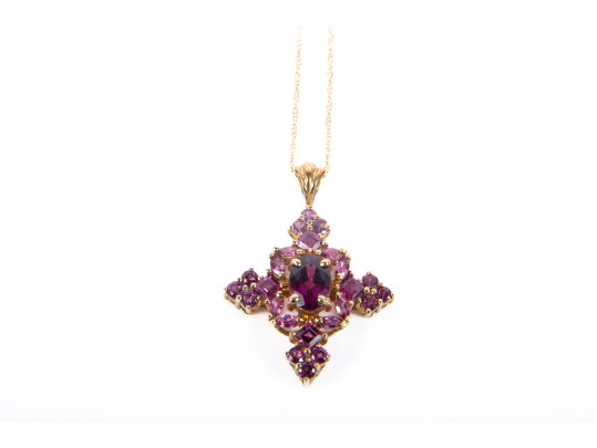 10k Yellow Gold And Amethyst Pendant Necklace