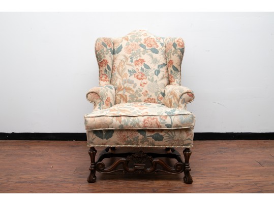 Queen Anne Style Upholstered Wing Chair