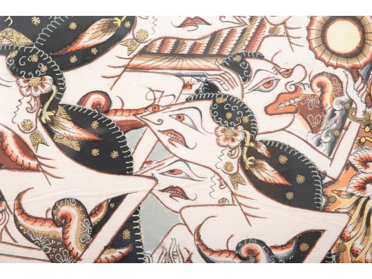 Indonesian Painting On Fabric, Women Merchants
