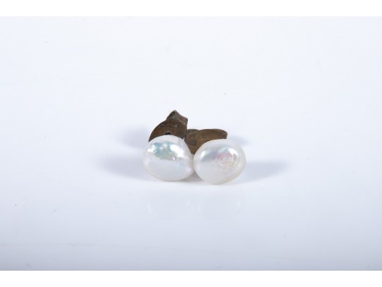 Sterling Silver Cultured Keshi Pearl Necklace And 14k Stud Earrings