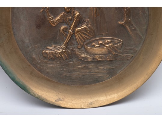 Asian Brass Relief Wall Chargers