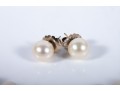 Large Warm-White Cultured Pearl Necklace With 14k Stud Earrings