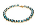 14k Yellow Gold Beautiful Oval London Blue Topaz Line Bracelet, App. 20.8 TCW