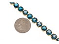 14k Yellow Gold Beautiful Oval London Blue Topaz Line Bracelet, App. 20.8 TCW