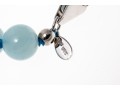 Sterling Silver Pretty 8.5 Mm Pale Blue Opaque Aquamarine Bead Necklace