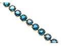 14k Yellow Gold Beautiful Oval London Blue Topaz Line Bracelet, App. 20.8 TCW