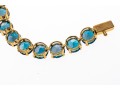 14k Yellow Gold Beautiful Oval London Blue Topaz Line Bracelet, App. 20.8 TCW