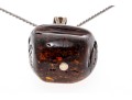 Bold Amber And Sterling Pendant Necklace