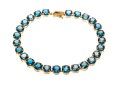 14k Yellow Gold Beautiful Oval London Blue Topaz Line Bracelet, App. 20.8 TCW