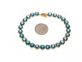 14k Yellow Gold Beautiful Oval London Blue Topaz Line Bracelet, App. 20.8 TCW