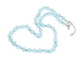 Sterling Silver Pretty 8.5 Mm Pale Blue Opaque Aquamarine Bead Necklace