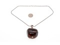 Bold Amber And Sterling Pendant Necklace