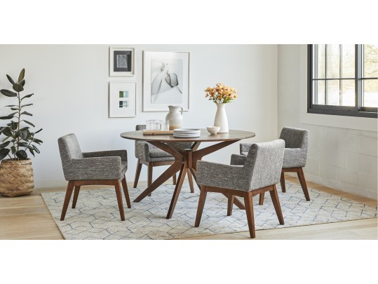 Pair Of Chantel Volcanic Gray Dining Armchairs