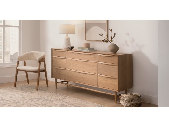 Lenia White Oak 9-Drawer Dresser