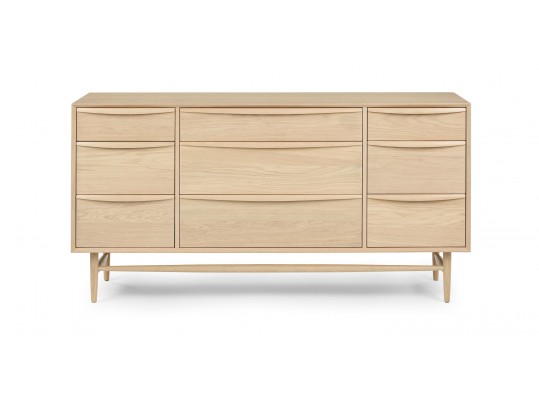 Lenia White Oak 9-Drawer Dresser