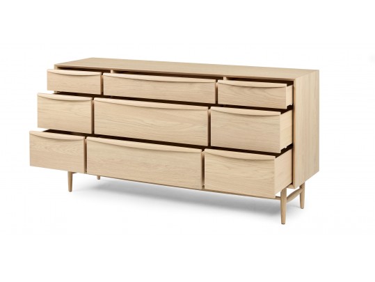 Lenia White Oak 9-Drawer Dresser
