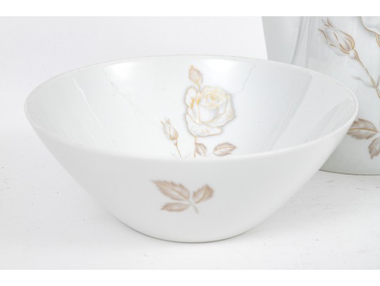 Rosenthal Germany Raymond Loewy Classic Rose Three Piece Coffee Set And Bowl