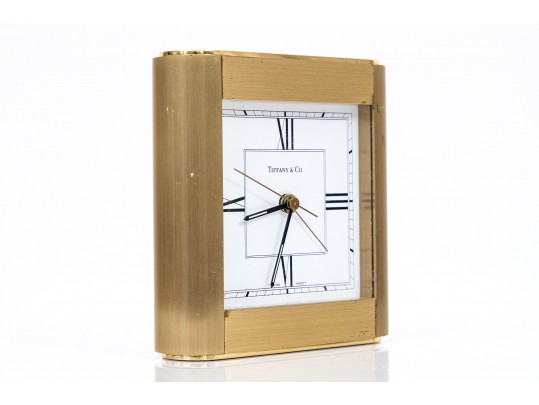 Tiffany & Co. Brass Quartz Clock With Swiss Movement