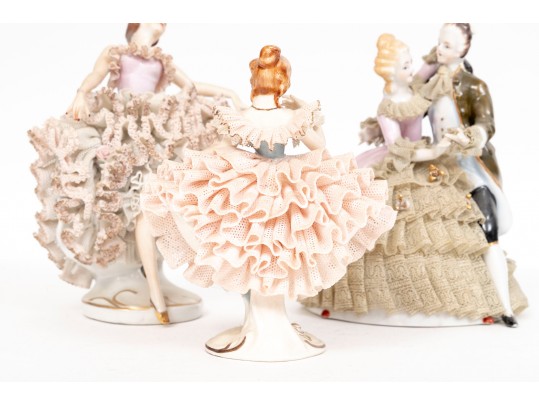 Group Of Four Porcelain & Lace Figurines
