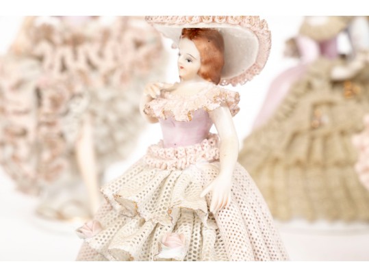 Group Of Four Porcelain & Lace Figurines
