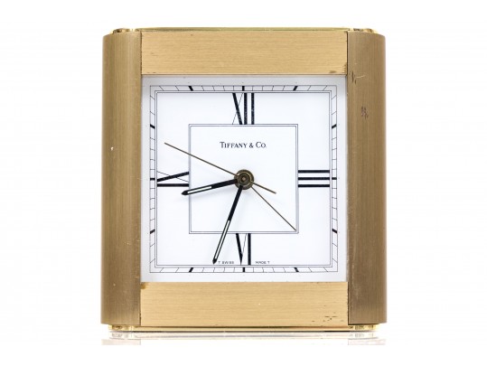 Tiffany & Co. Brass Quartz Clock With Swiss Movement