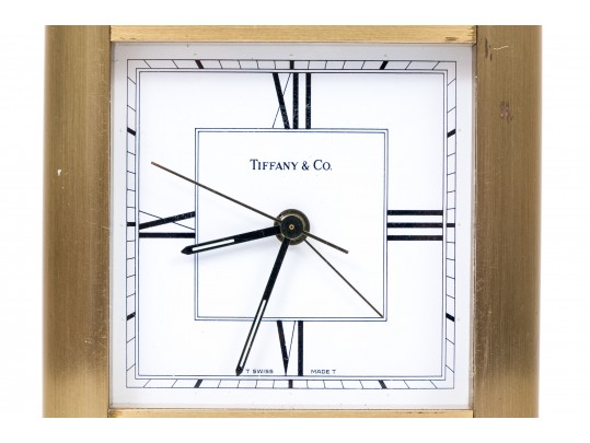Tiffany & Co. Brass Quartz Clock With Swiss Movement