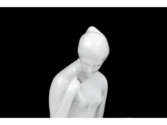 Royal Dux Elegant White Porcelain Seated Nude Figure