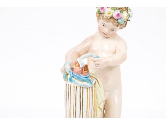 Meissen Antique Lovely Crowned Cupid And Lovebirds 