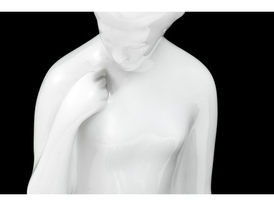 Royal Dux Elegant White Porcelain Seated Nude Figure