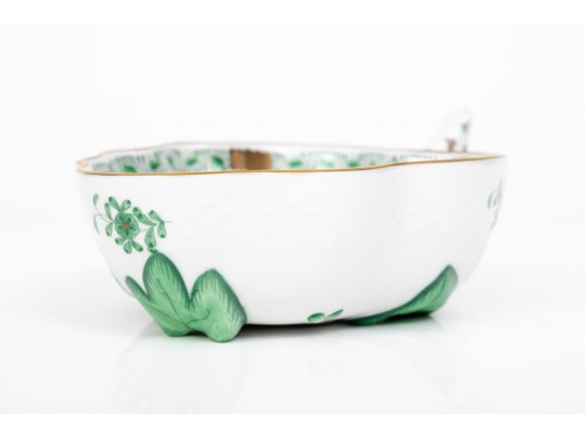 Herend Hungary Chinese Bouquet Green Handled Dish