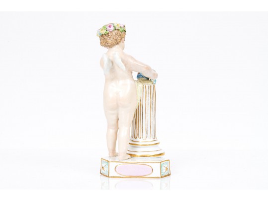 Meissen Antique Lovely Crowned Cupid And Lovebirds 