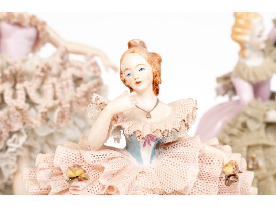 Group Of Four Porcelain & Lace Figurines