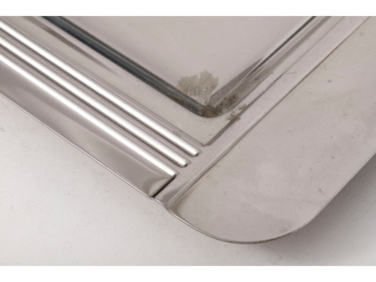 Two Jean Couzon Art Deco Style 18/10 Stainless Steel Serving Trays, Made In France