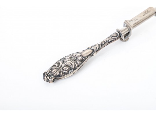 Antique Sterling Handle Victorian Repousse Sewing Awl