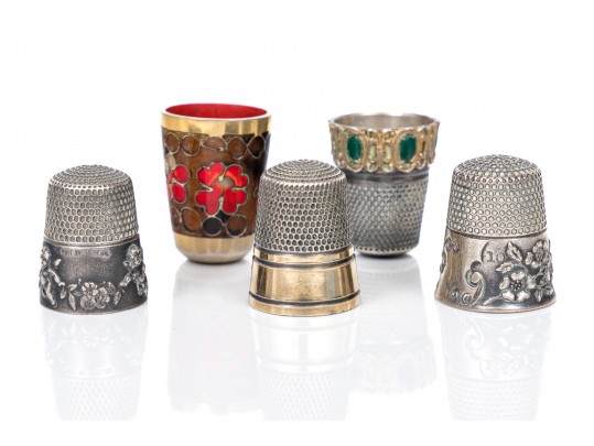 Lot Of Five Assorted Lovely Vintage And Antique Thimbles