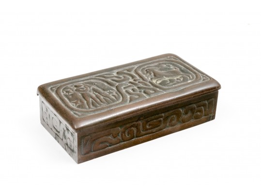 Tiffany Studios, New York Magnificent Antique Bronze Zodiac Three Piece Desk Set