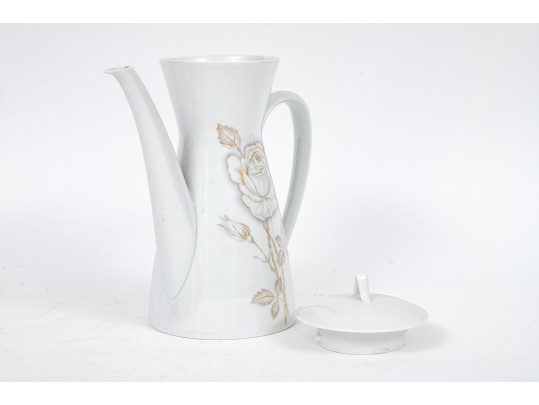 Rosenthal Germany Raymond Loewy Classic Rose Three Piece Coffee Set And Bowl