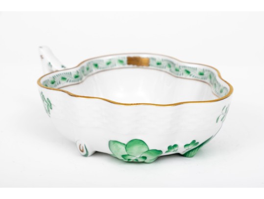 Herend Hungary Chinese Bouquet Green Handled Dish