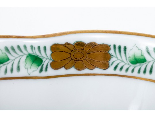 Herend Hungary Chinese Bouquet Green Handled Dish