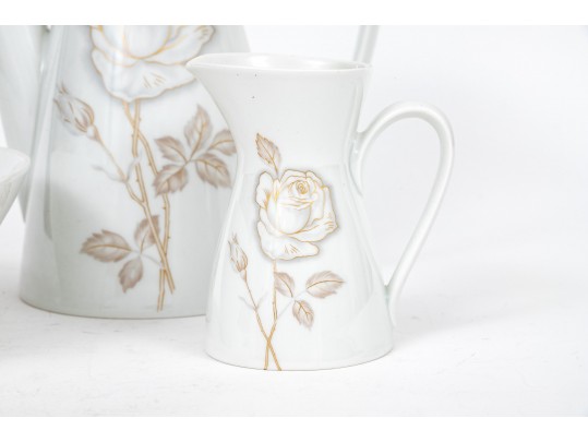 Rosenthal Germany Raymond Loewy Classic Rose Three Piece Coffee Set And Bowl