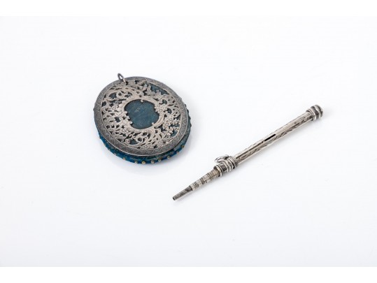 Lot Of Two Antique Chatelaine Items Including A Sterling Retractable Pencil (no Lead)