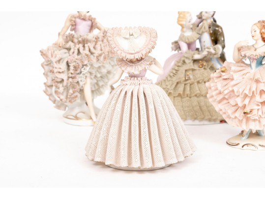 Group Of Four Porcelain & Lace Figurines