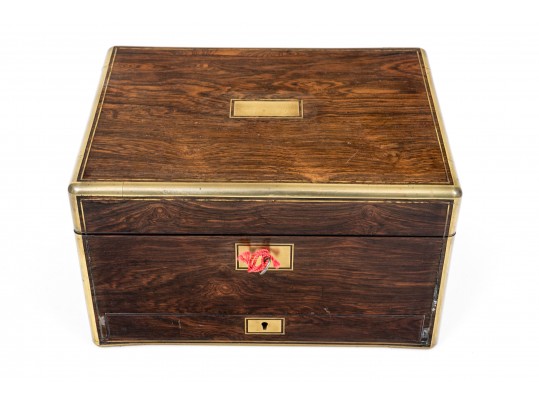 Antique Travel Toiletries Box, With Glass And Silver Plate Tops, Jewelry Box Drawer Bottom