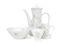 Rosenthal Germany Raymond Loewy Classic Rose Three Piece Coffee Set And Bowl