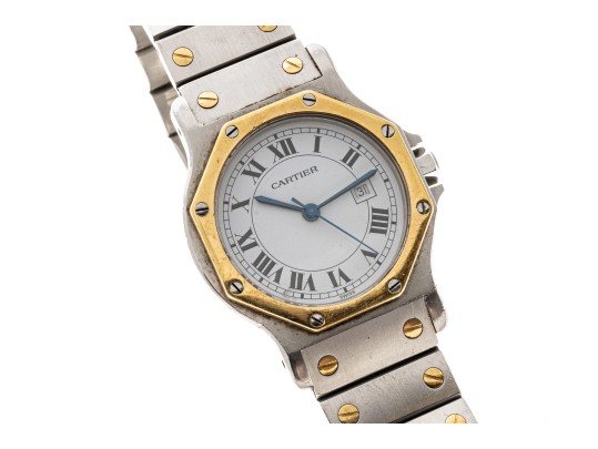 Cartier Santos Wonderful Vintage Steel And Gold Octagonal Santos Watch
