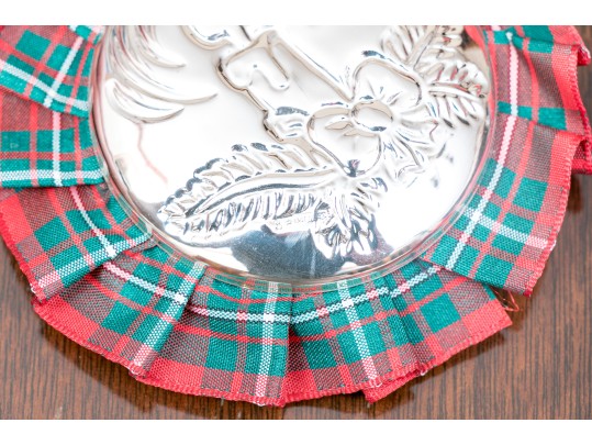 Group Of Six Vintage Repousse Sterling Silver Christmas Ornaments 