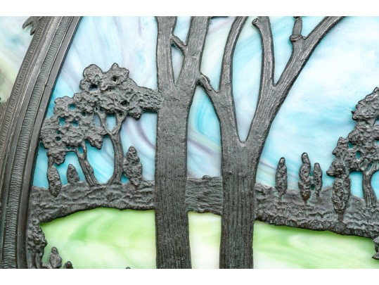 Antique Arts And Crafts Slag Glass Lamp, Ca. 1900-1920