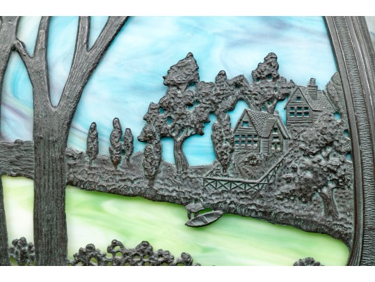 Antique Arts And Crafts Slag Glass Lamp, Ca. 1900-1920