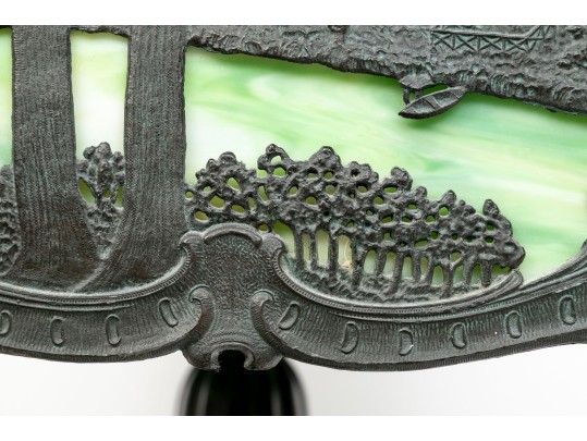 Antique Arts And Crafts Slag Glass Lamp, Ca. 1900-1920